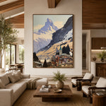 Village Beneath the Summit - interior setting 3 - expressive contemporary art painting