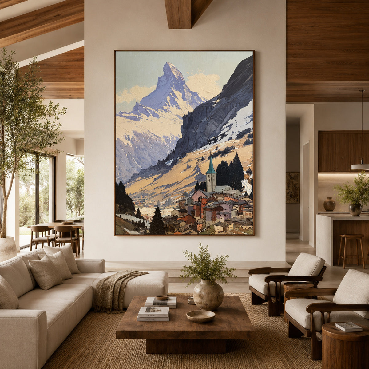 Village Beneath the Summit - interior setting 3 - expressive contemporary art painting