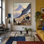 Village Beneath the Summit - interior setting 4 - expressive contemporary art painting
