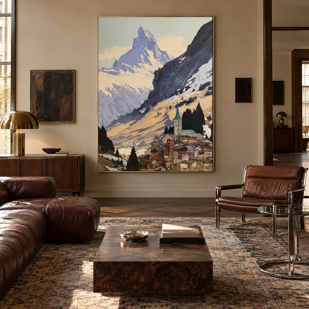 Village Beneath the Summit - interior setting 5 - expressive contemporary art painting