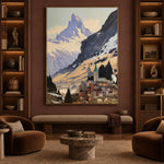 Village Beneath the Summit - interior setting 8 - expressive contemporary art painting