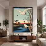 Where Cranes Follow Water - front-view living-room hero - expressive contemporary art painting