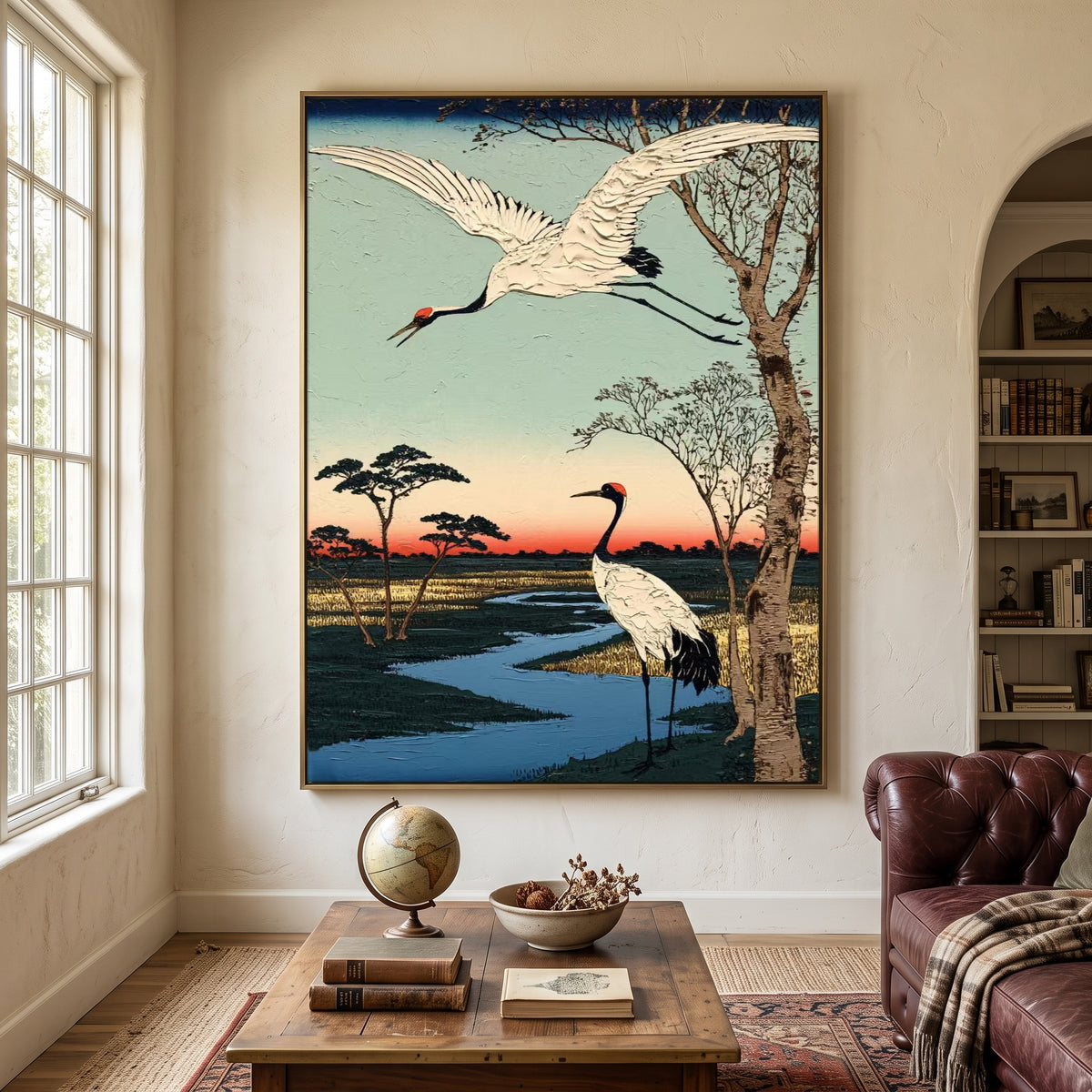 Where Cranes Follow Water - interior setting 6 - expressive contemporary art painting