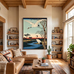 Where Cranes Follow Water - interior setting 8 - expressive contemporary art painting