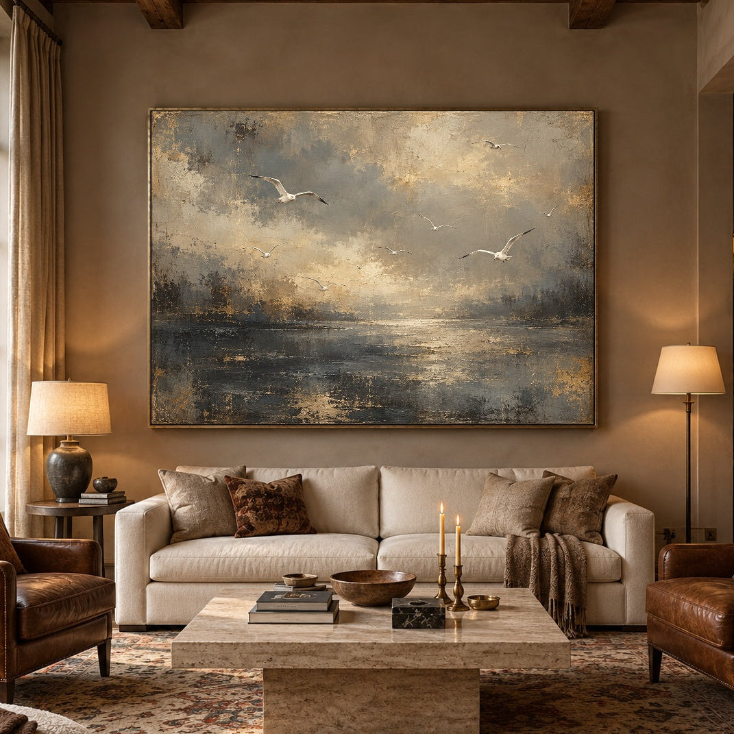 Where Light Meets Water - front view hero - expressive contemporary art painting