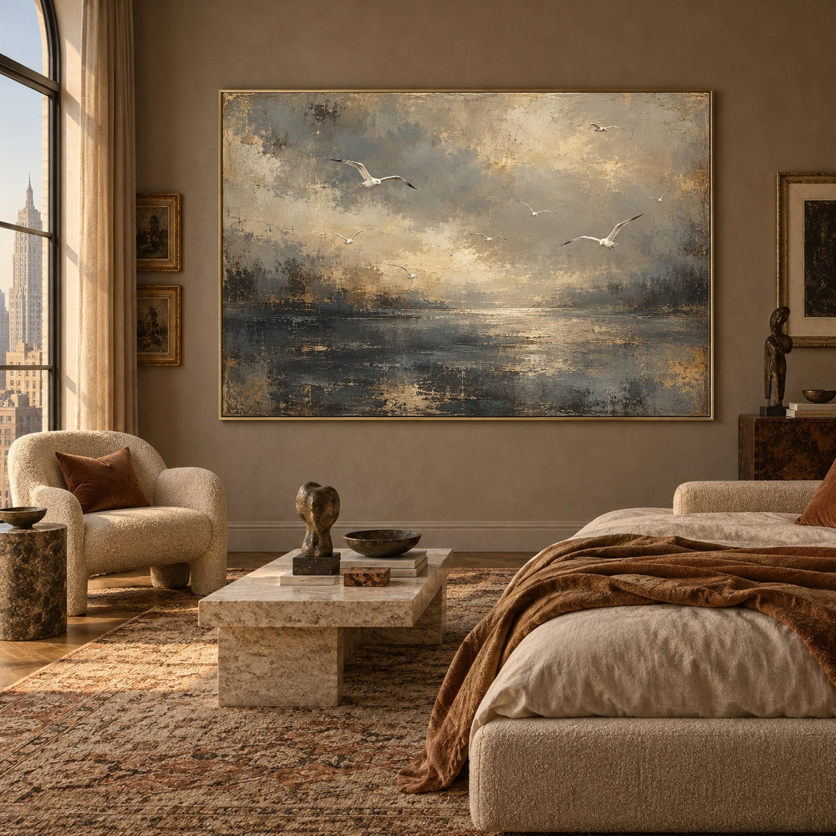Where Light Meets Water - interior setting 03 - expressive contemporary art painting