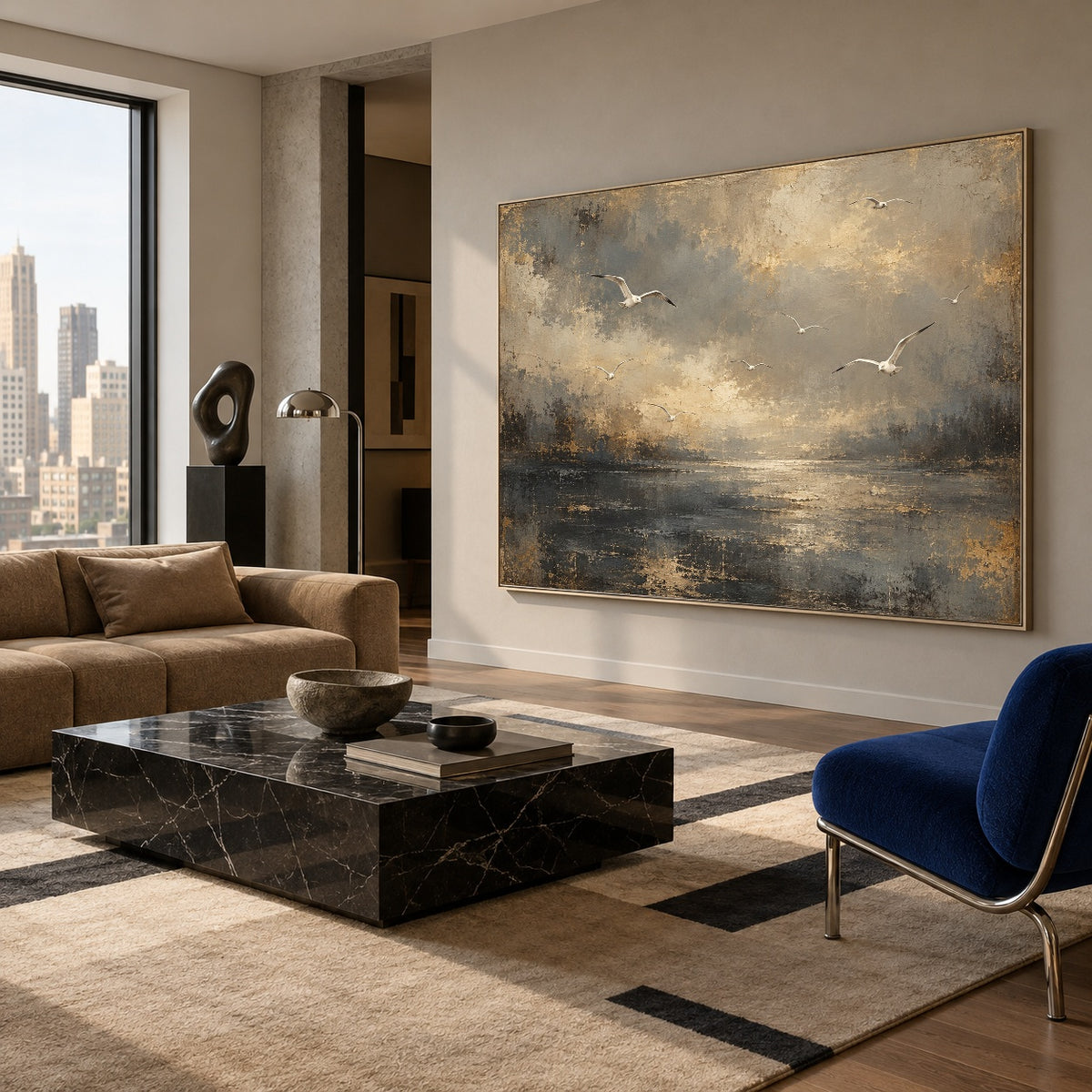 Where Light Meets Water - interior setting 05 - expressive contemporary art painting