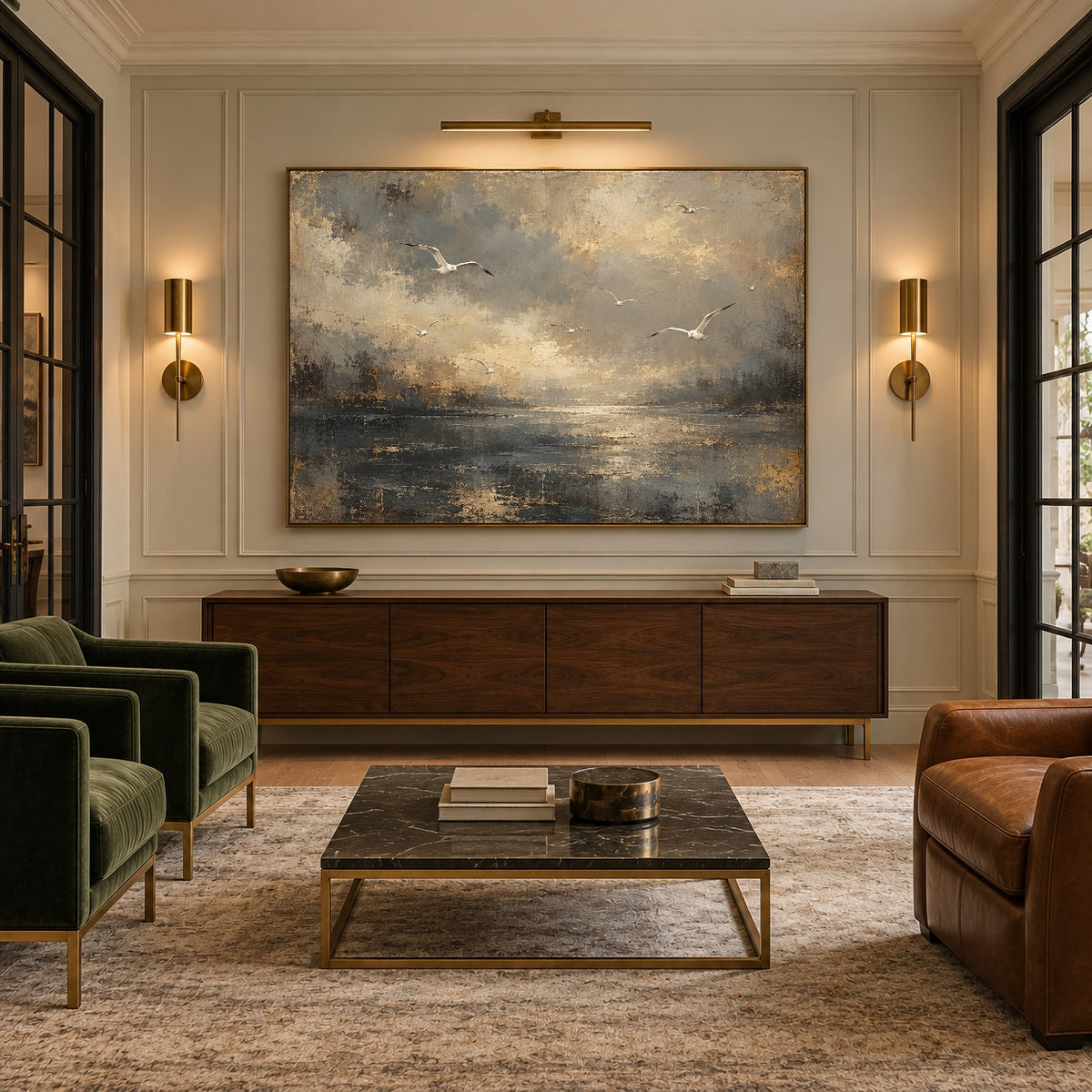 Where Light Meets Water - interior setting 06 - expressive contemporary art painting