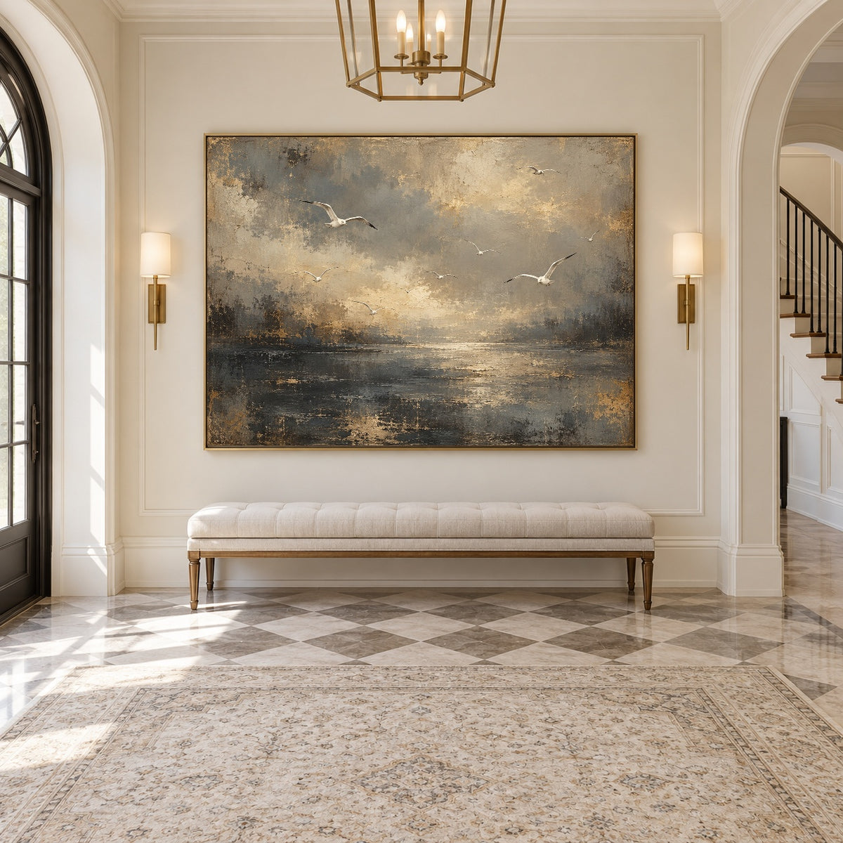 Where Light Meets Water - interior setting 07 - expressive contemporary art painting