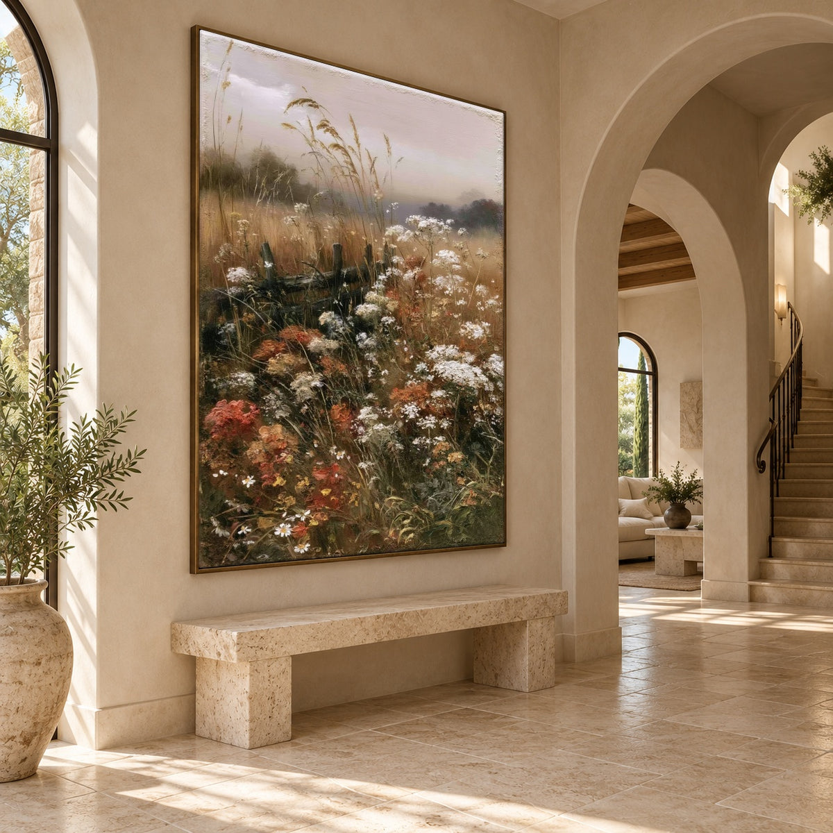 Where Meadow Flowers Wander - oblique view - expressive contemporary art painting