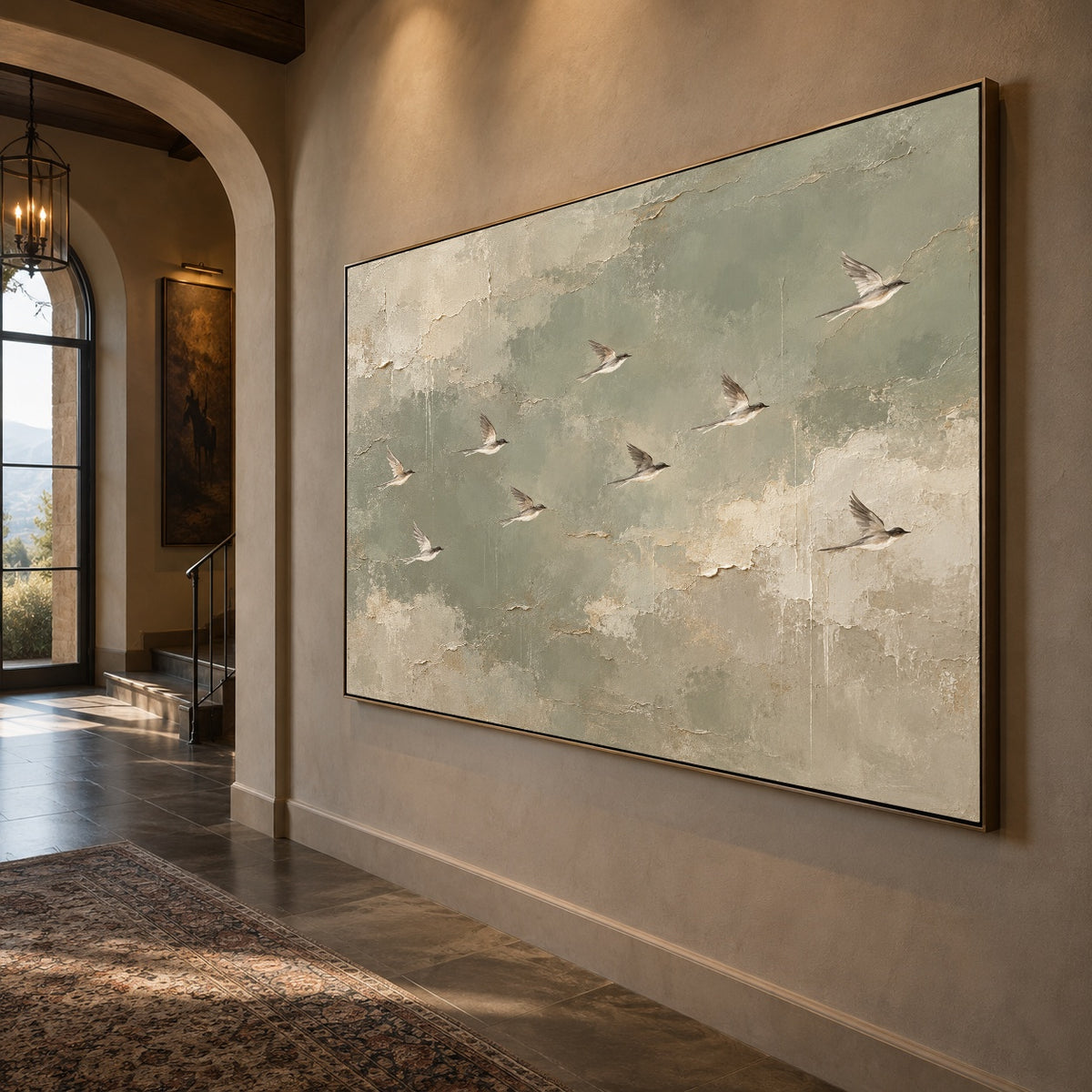Where Quiet Wings Gather - oblique view - expressive contemporary art painting