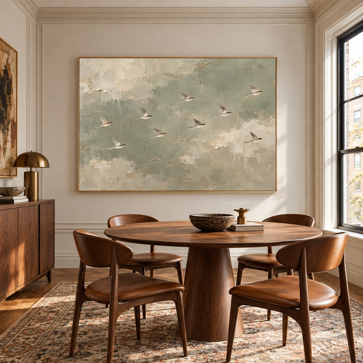 Where Quiet Wings Gather - interior setting 07 - expressive contemporary art painting