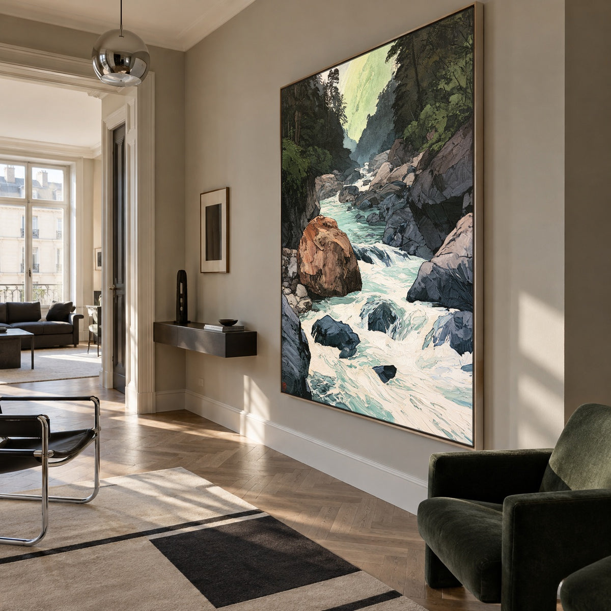 Where the River Runs - oblique view - expressive contemporary art painting