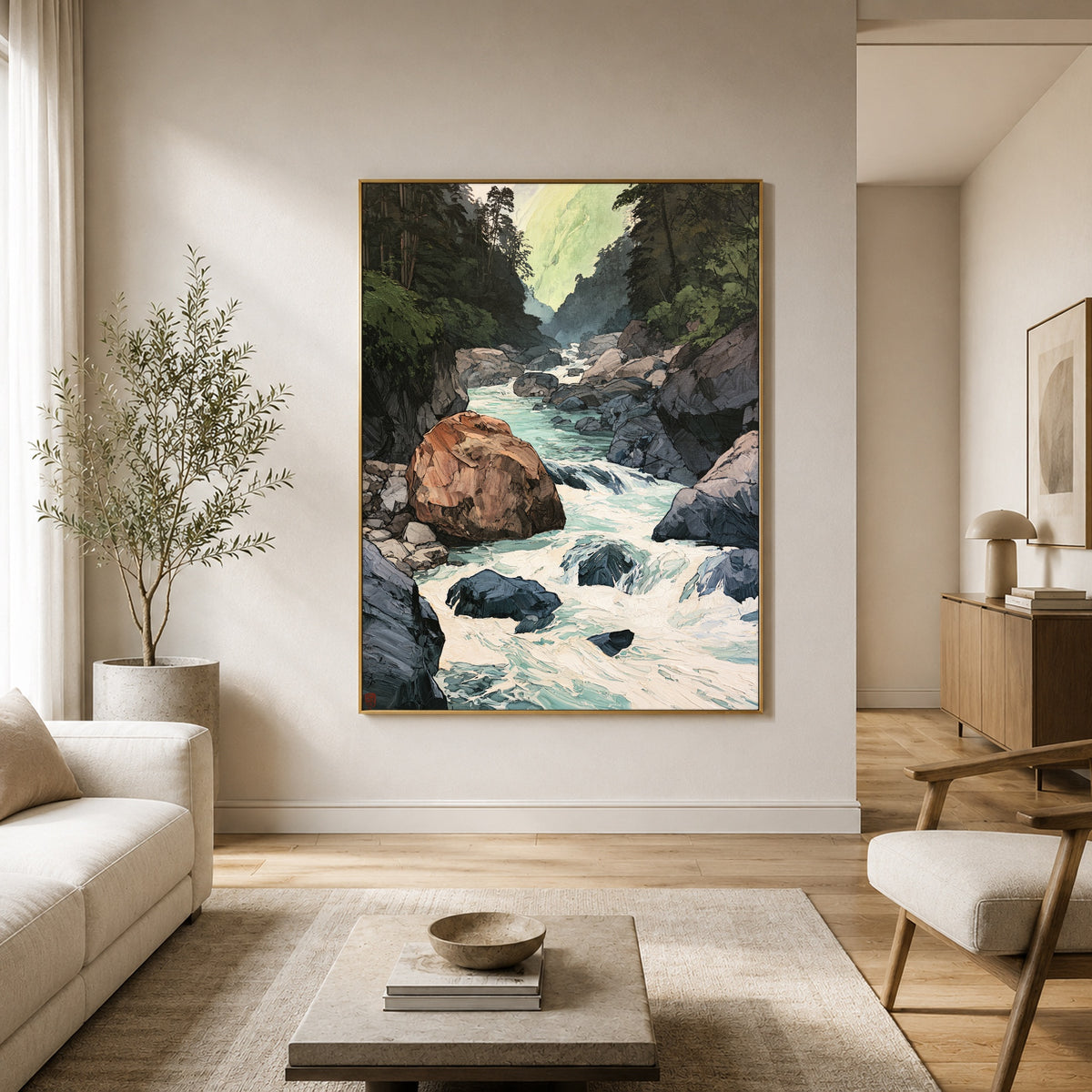 Where the River Runs - interior setting 5 - expressive contemporary art painting
