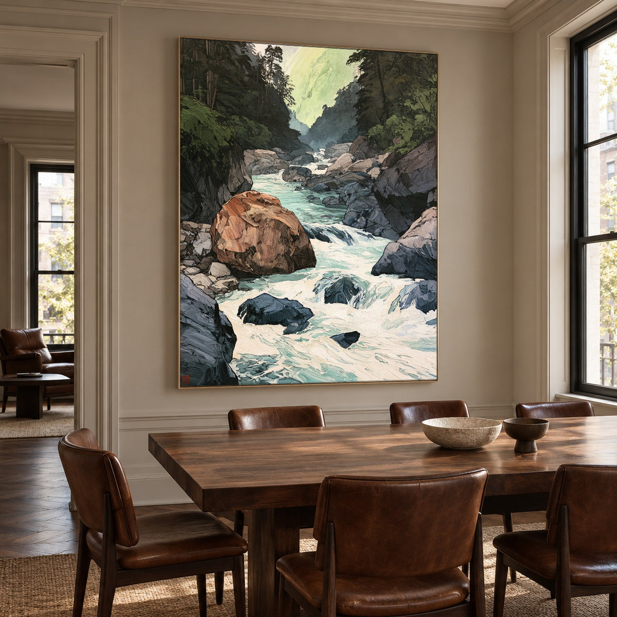 Where the River Runs - interior setting 8 - expressive contemporary art painting