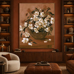 White Blossoms Gathered - front-view living-room hero - expressive contemporary art painting