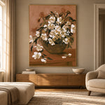 White Blossoms Gathered - interior setting 4 - expressive contemporary art painting