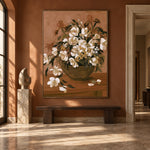 White Blossoms Gathered - interior setting 7 - expressive contemporary art painting