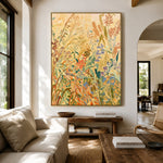 Wild Stems Golden Morning - front-view living-room hero - expressive contemporary art painting