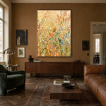 Wild Stems Golden Morning - interior setting 5 - expressive contemporary art painting