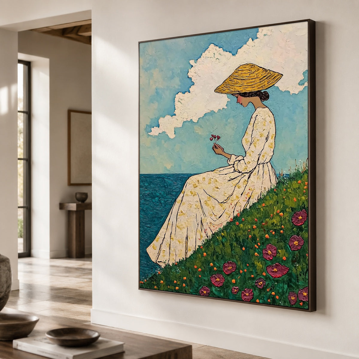 Wildflowers Above the Sea - oblique view - expressive contemporary art painting