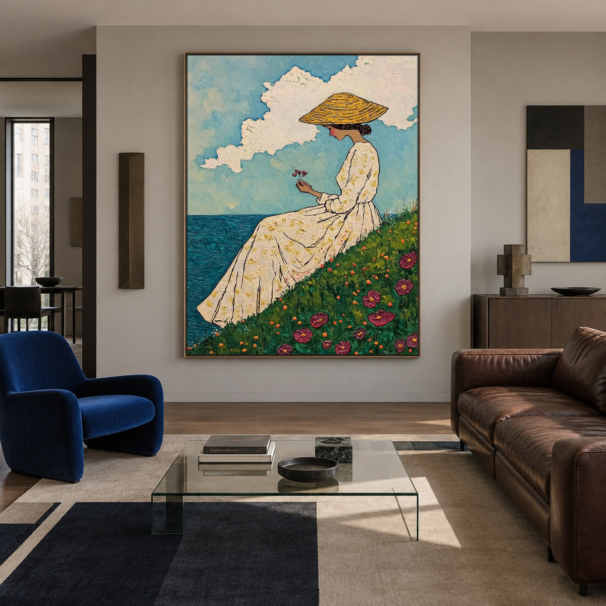 Wildflowers Above the Sea - interior setting 3 - expressive contemporary art painting