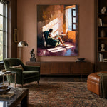 Windowlit Reading Hour - interior setting 4 - expressive contemporary art painting