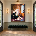 Windowlit Reading Hour - interior setting 6 - expressive contemporary art painting
