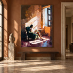 Windowlit Reading Hour - interior setting 7 - expressive contemporary art painting