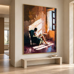 Windowlit Reading Hour - interior setting 8 - expressive contemporary art painting