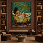 Wine in Emerald Water - interior setting 4 - expressive contemporary art painting