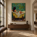 Wine in Emerald Water - interior setting 6 - expressive contemporary art painting