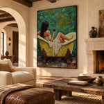 Wine in Emerald Water - interior setting 7 - expressive contemporary art painting