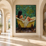 Wine in Emerald Water - interior setting 8 - expressive contemporary art painting