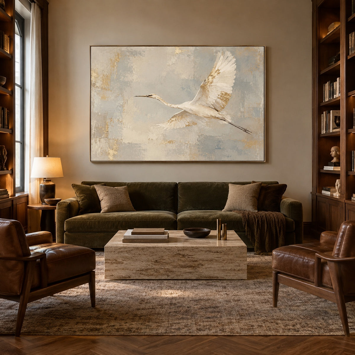 Wings of Quiet Grace - interior setting 04 - expressive contemporary art painting