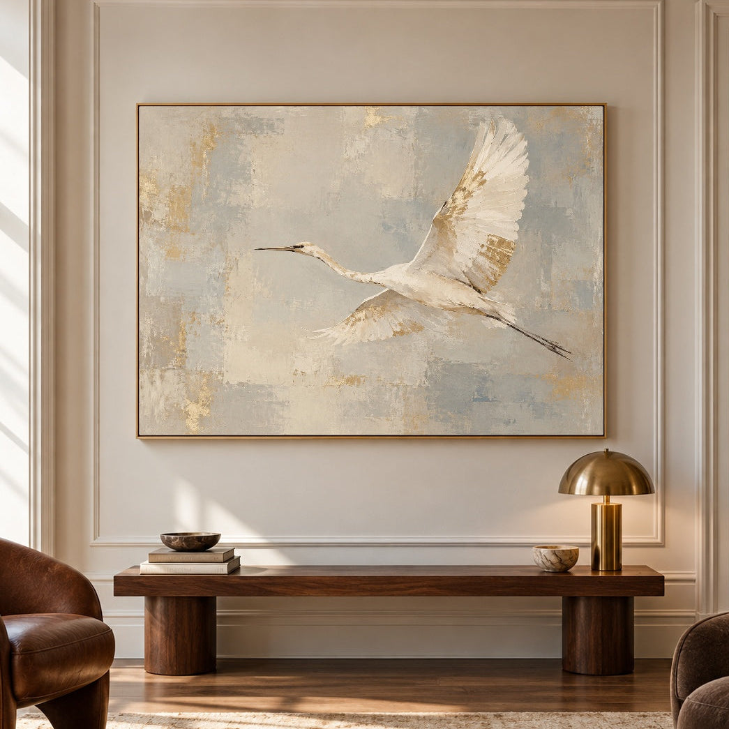 Wings of Quiet Grace - interior setting 06 - expressive contemporary art painting
