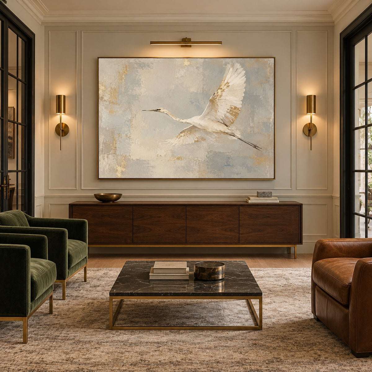 Wings of Quiet Grace - interior setting 07 - expressive contemporary art painting