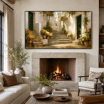 Garden Passage - fireplace lounge - textured impasto artwork
