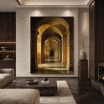 Golden Arcades - living room hero - textured impasto artwork
