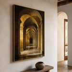 Golden Arcades - opposite side view - textured impasto artwork
