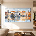 Harbor in Harmony - living room hero - textured impasto artwork
