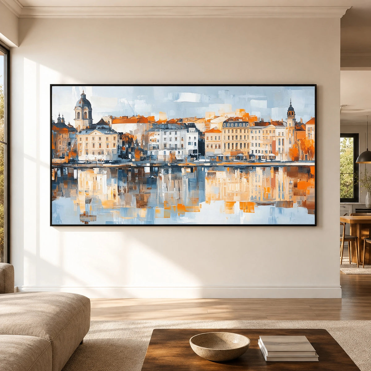 Harbor in Harmony - living room hero - textured impasto artwork
