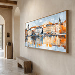 Harbor in Harmony - opposite side view - textured impasto artwork