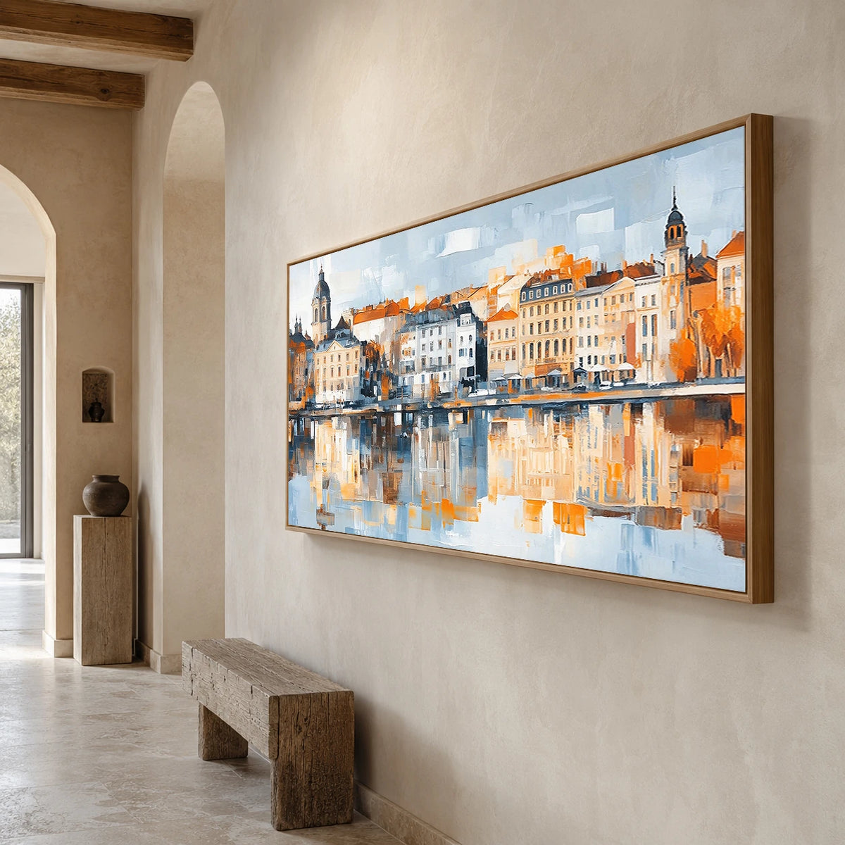 Harbor in Harmony - opposite side view - textured impasto artwork