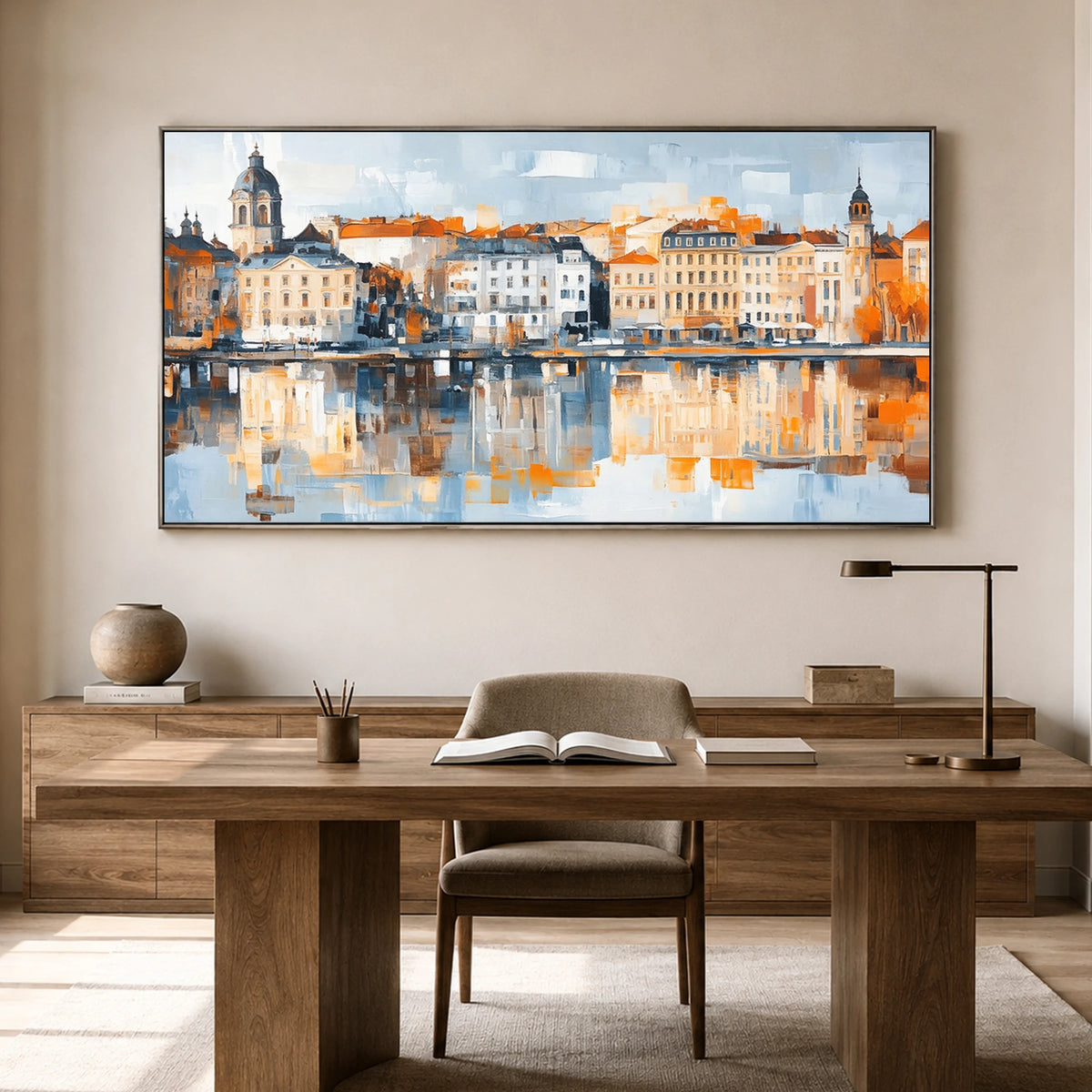 Harbor in Harmony - home office - textured impasto artwork
