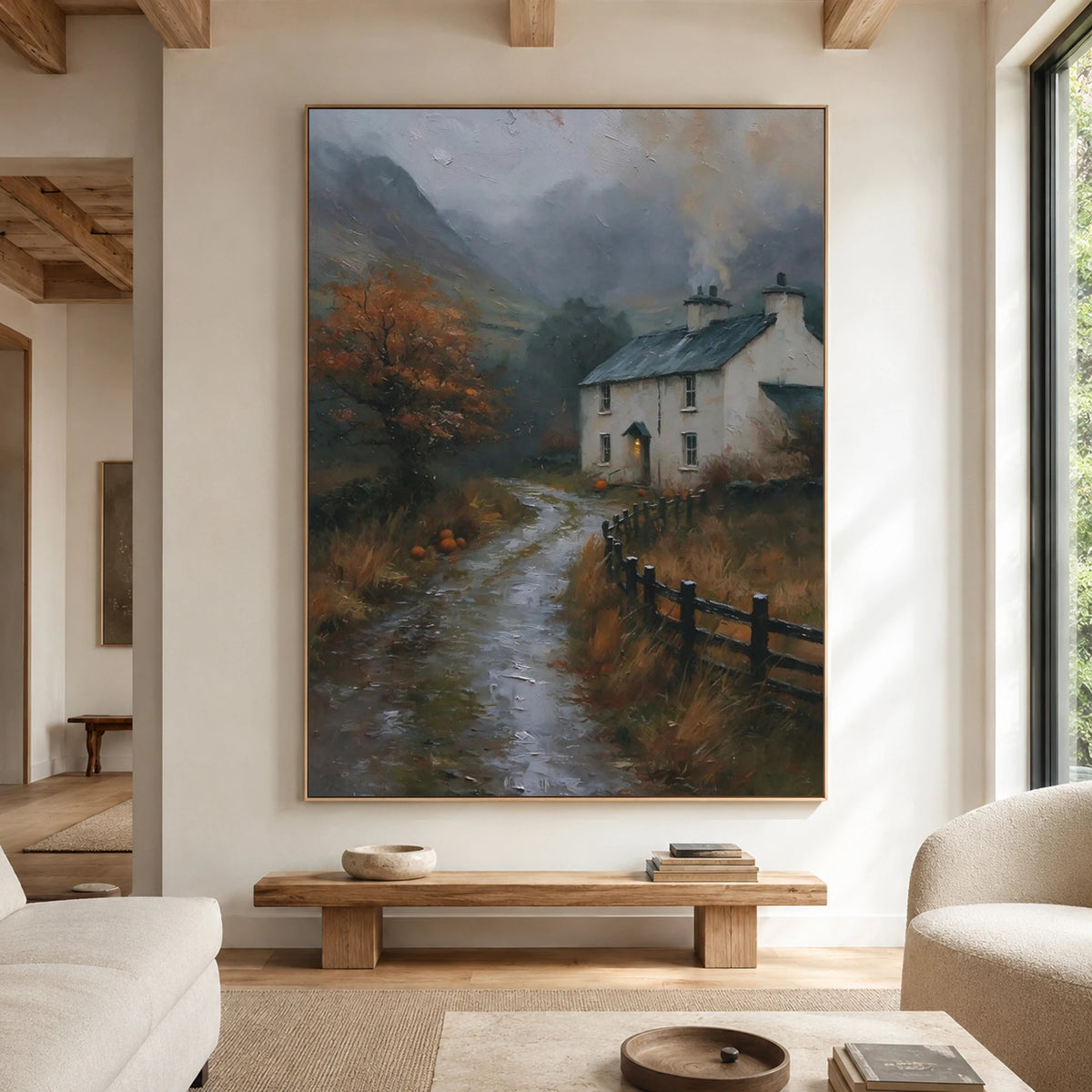 Home Through the Mist - living room hero - textured impasto artwork