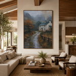 Home Through the Mist - living room - textured impasto artwork