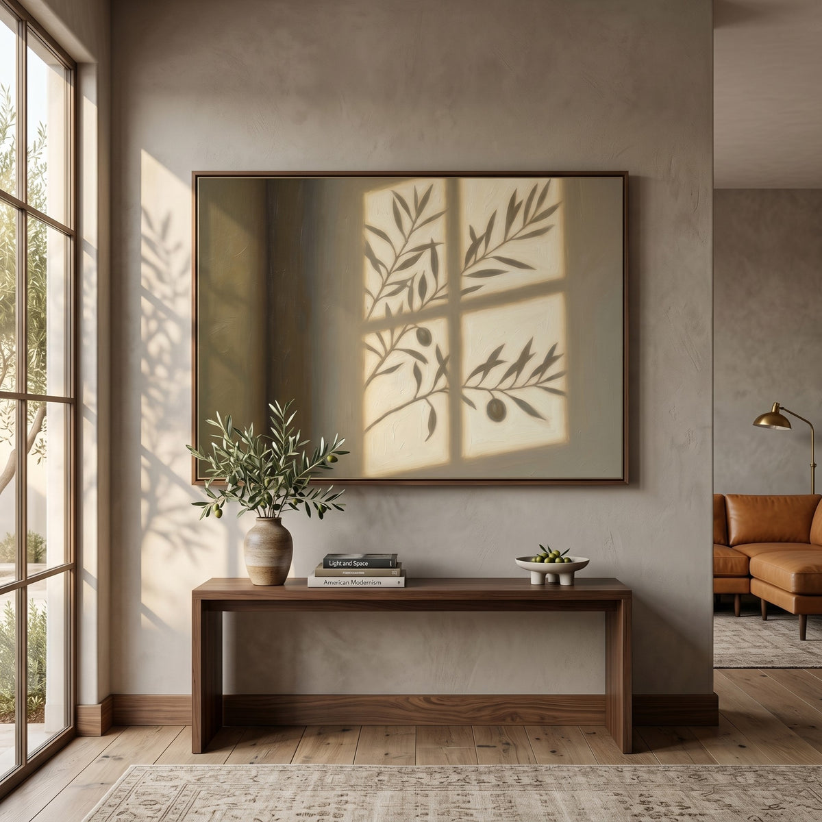 Expressive Contemporary Art｜Olive Window Shadows