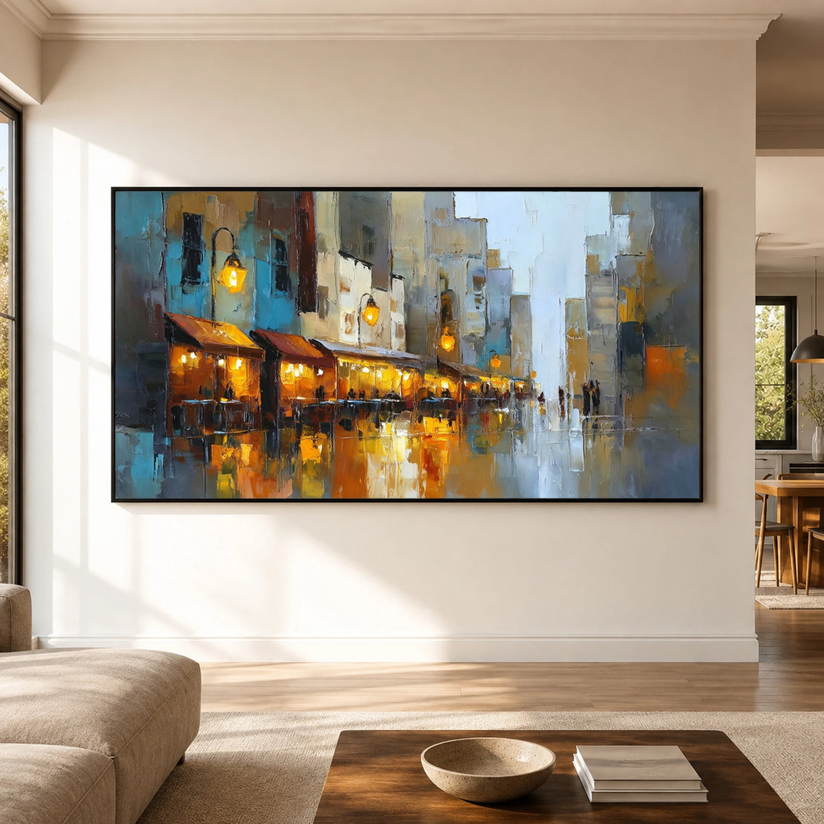 Lanternlit Reverie - living room hero - textured impasto artwork
