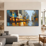 Lanternlit Reverie - living room - textured impasto artwork